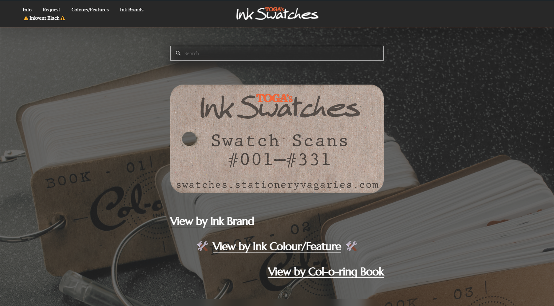 Screenshot of the swatches.stationeryvagaries.com homepage